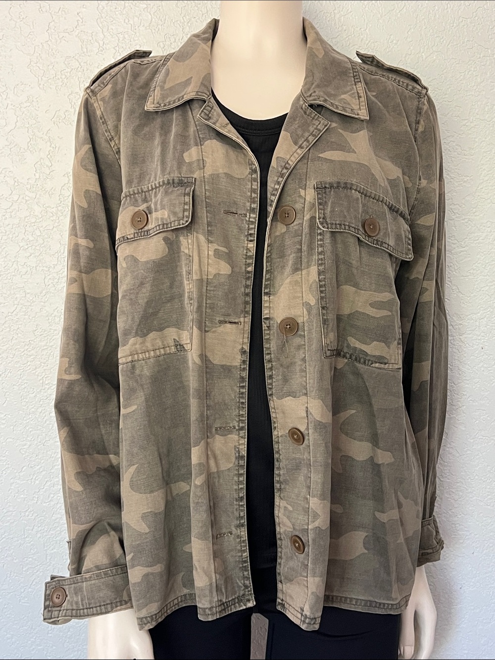 Lucky Brand Camo Shacket Women’s L Military Utility Shirt Jacket Overshirt